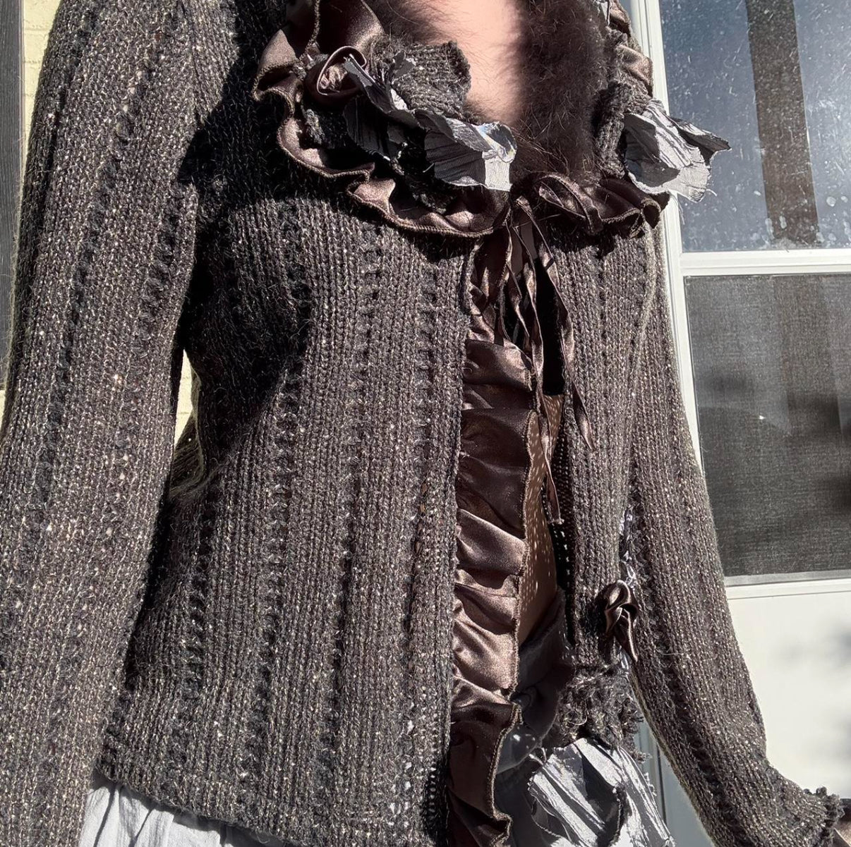 Gracia Brown Knit Subversive Sweater, Euro Style