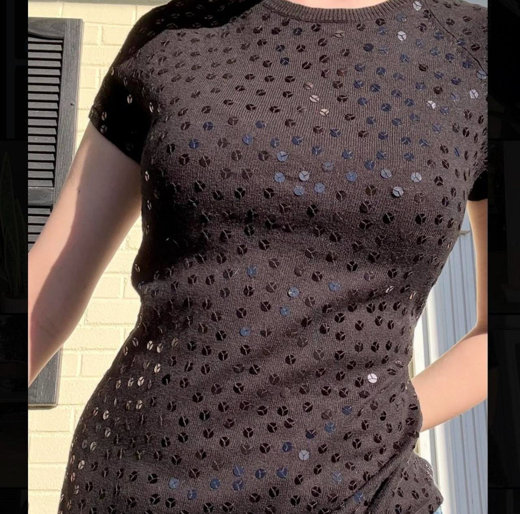 True Y2K Black Sequin Tee