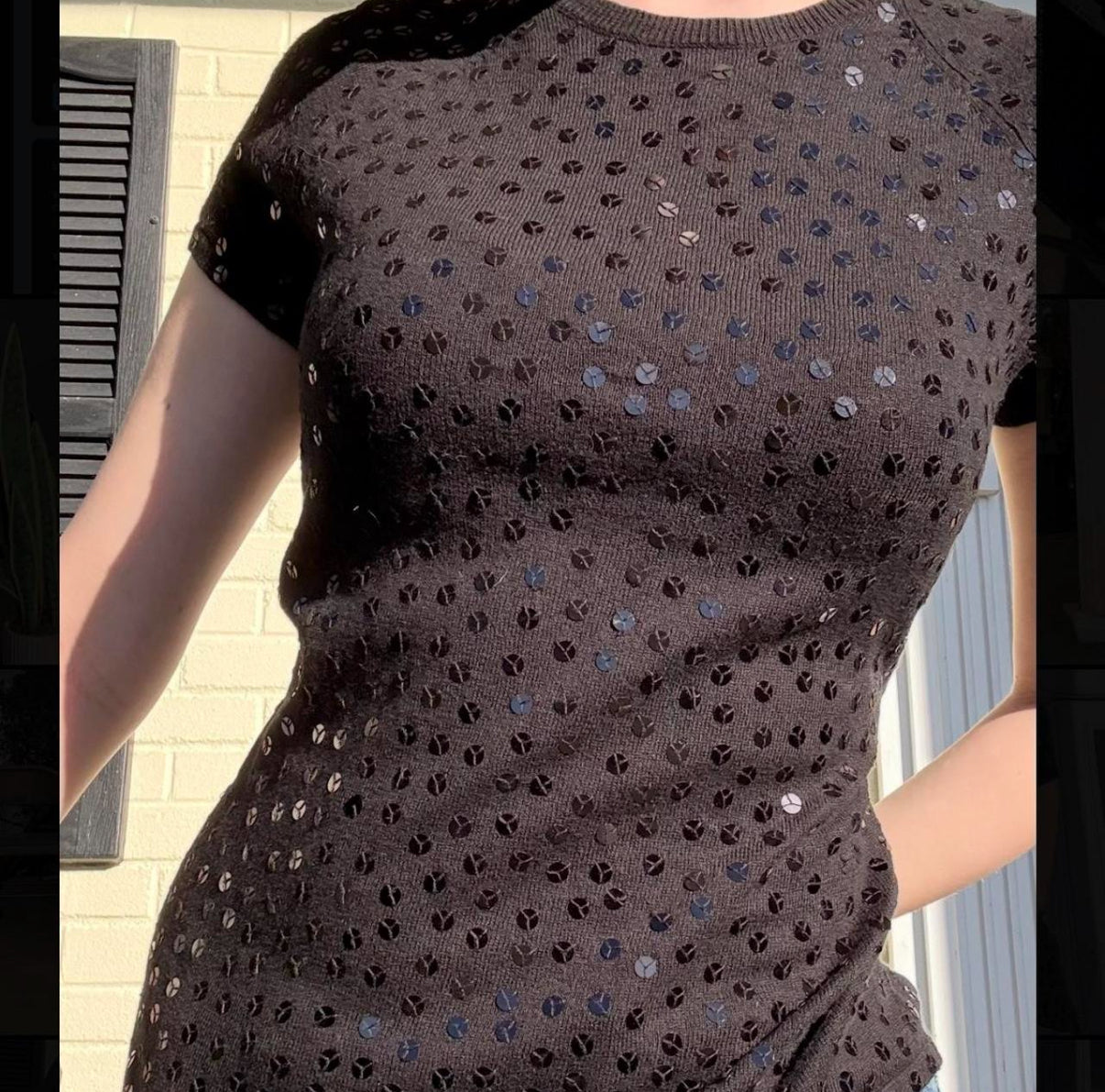 True Y2K Black Sequin Tee