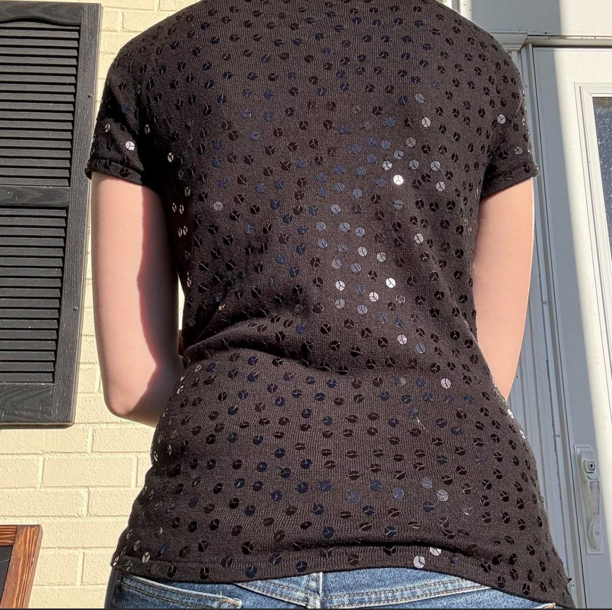 True Y2K Black Sequin Tee