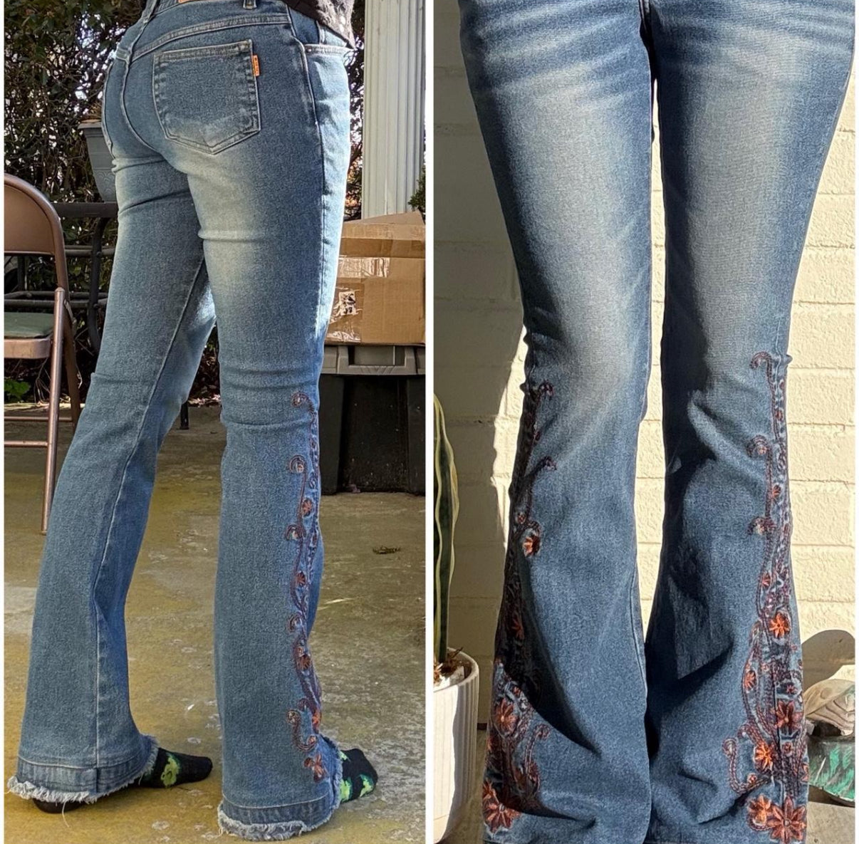 Vintage Embroidered Flare Jeans