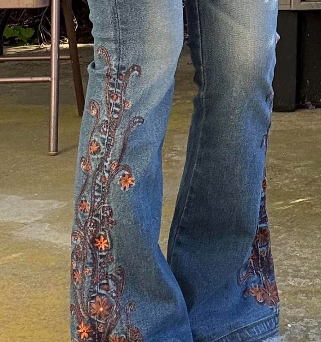 Vintage Embroidered Flare Jeans
