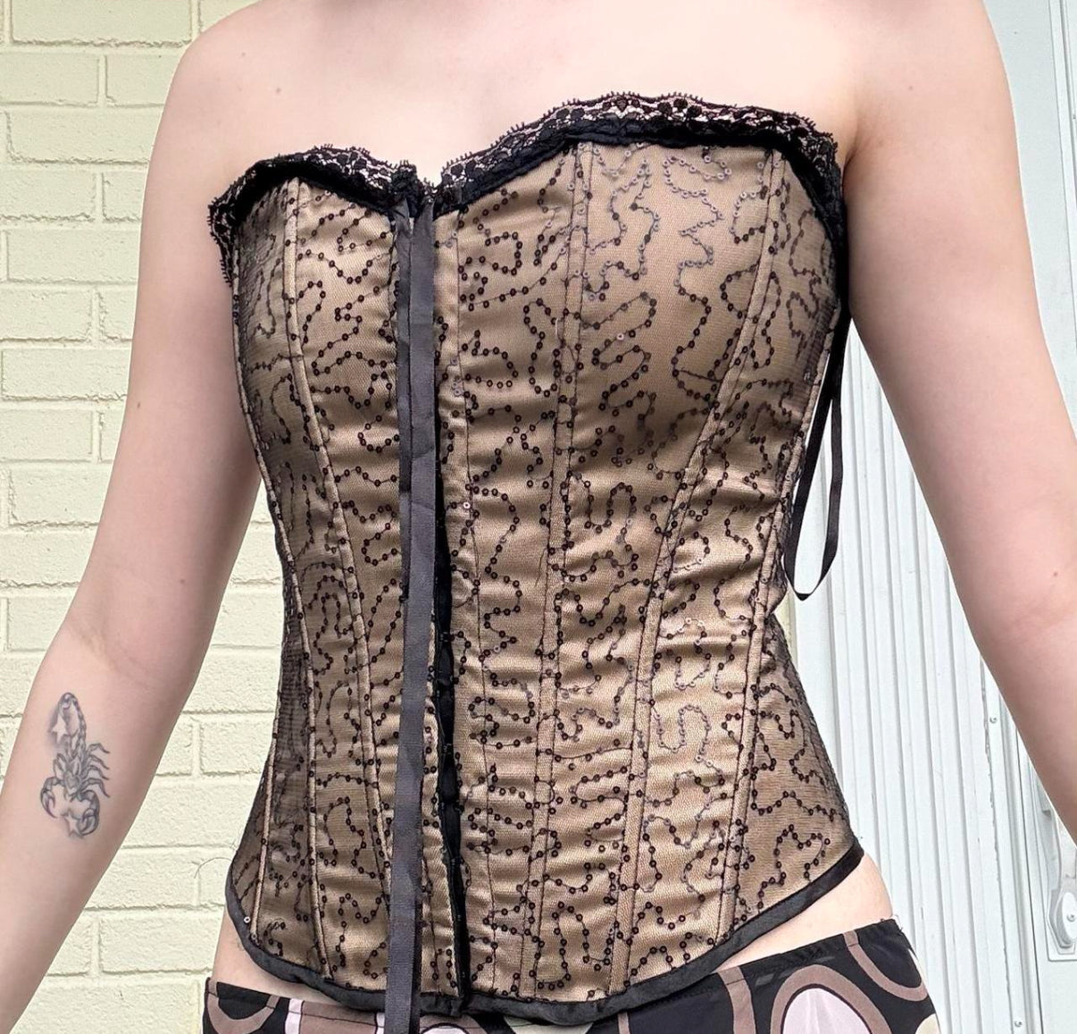 Sequin Tan & Black Corset