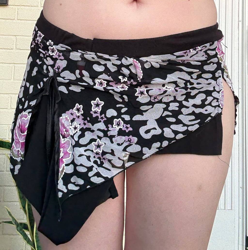 Handmade Miniskirt Floral Leopard