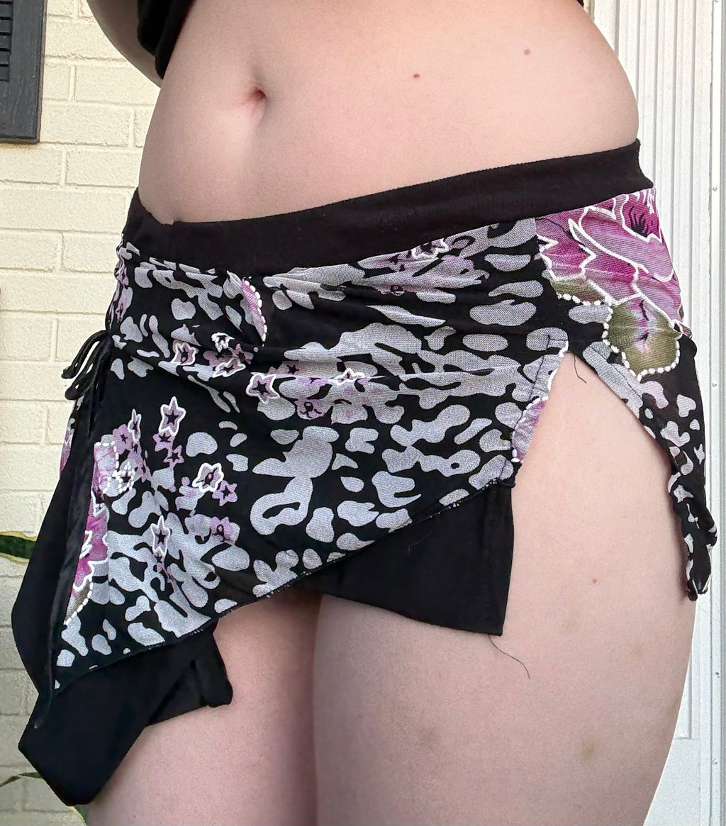 Handmade Miniskirt Floral Leopard
