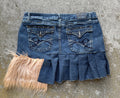 Handmade Fur & Ruffle Denim Miniskirt